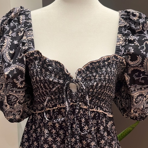 Sea New York Cotton Puff Sleeve Sundress w/ Smocking Small - Picture 2 of 10